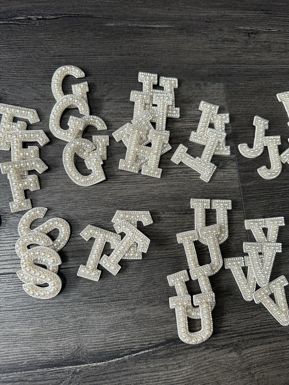 1 3/4” Pearl & Rhinestone Letters 78 Pieces Craft DIY Self-adhesive Wedding